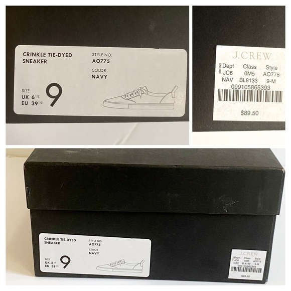 NIB J. Crew Blue Lace up Harbor Sneaker‎ In Tie-dye - Picture 8 of 8